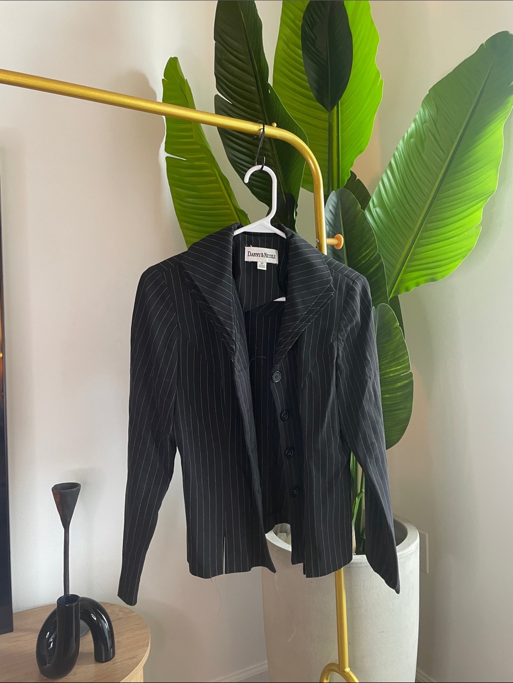 Danny & Nicole Black Pinstripe Blazer Jacket